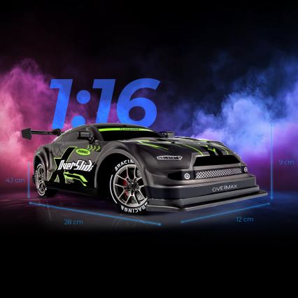 Overmax - ferngesteuertes RC-Driftauto X-OVERSLIDE 1000 mAh schwarz/grün/blau/rot
