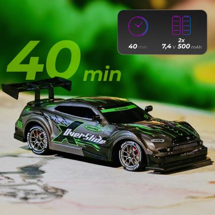 Overmax - Voiture RC de drift télécommandée X-OVERSLIDE 1000 mAh, noire/verte/bleue/rouge