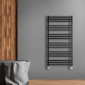 P.M.H. AV4B - Radiateur sèche-serviettes AVENTO pour salle de bains, 567 W, 121 cm, noir