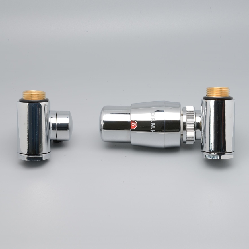 P.M.H. INTER-RC - Valvola termostatica destra con testa INTER/cromo lucido