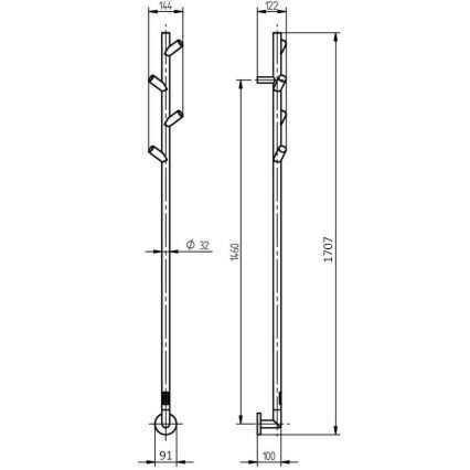 P.M.H. LS1SS - Elektrischer Handtuchwärmer LISA 24W/230V 170 cm IP44 polierter Edelstahl