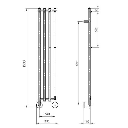 P.M.H. MO1B-R - Elektrischer Handtuchheizkörper MONA 93W/230V 153,3 cm IP44 schwarz