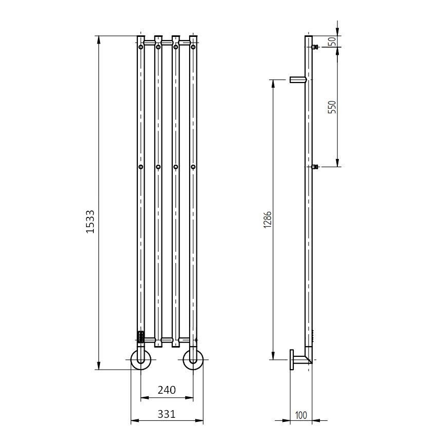 P.M.H. MO1B-RK - Elektrischer Handtuchwärmer MONA 93W/230V 153,3 cm IP44 schwarz
