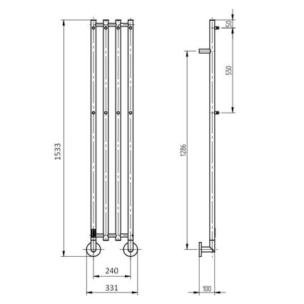 P.M.H. MO1B-RK - Scaldasalviette elettrico MONA 93W/230V 153,3 cm IP44 nero