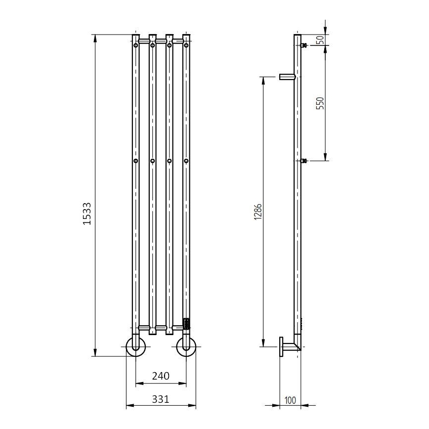 P.M.H. MO1SS-L - Sèche-serviettes électrique MONA 93W/230V 153,3 cm IP44 acier inoxydable poli