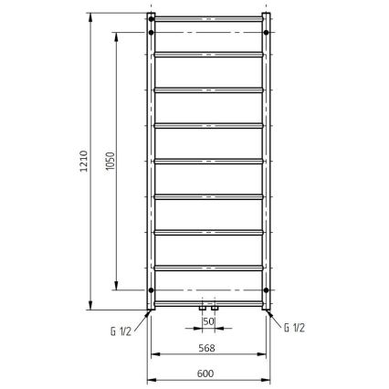 P.M.H. NS4C-M - Badezimmer-Leiterheizkörper NAAS 222 W 121 cm, glänzender Chrom