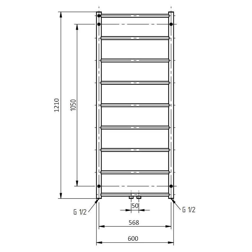 P.M.H. NS4C-M - Badezimmer-Leiterheizkörper NAAS 222 W 121 cm, glänzender Chrom