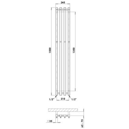 P.M.H. P2W/4 - PLUTO Scala da bagno Scaldasalviette 406 W 150 cm Bianco