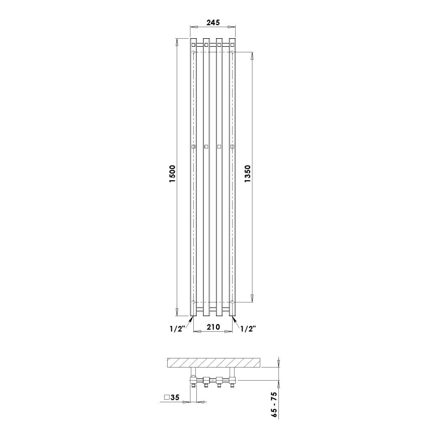 P.M.H. P2W/4 - PLUTO Scala da bagno Scaldasalviette 406 W 150 cm Bianco