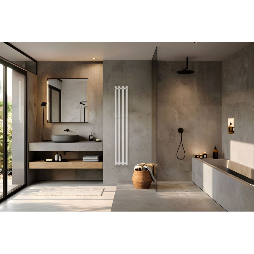 P.M.H. P2W/4 - Radiateur sèche-serviettes en échelle pour salle de bains PLUTO 406 W 150 cm blanc