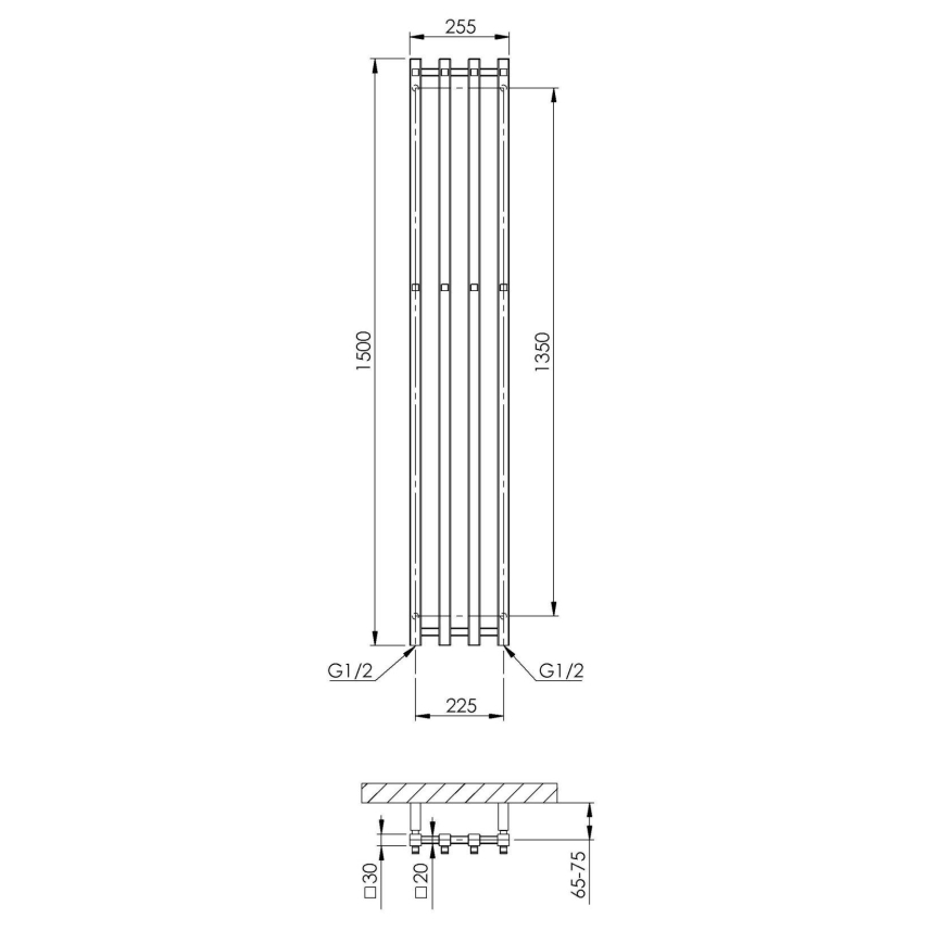 P.M.H. PX2C/4 - PLUTO X Scalda asciugamani da bagno 350W 150 cm Cromo lucido