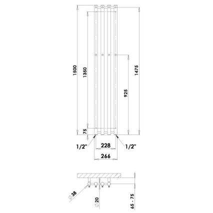 P.M.H. R2C - Radiateur sèche-serviettes ROSENDAL 350W 150 cm chrome brillant