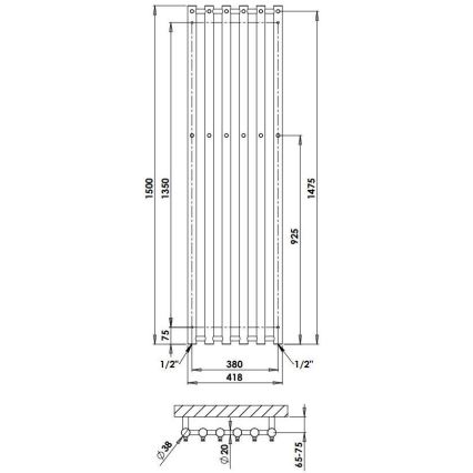 P.M.H. R2W/6 - ROSENDAL Scalda asciugamani da bagno a scaletta525W 150 cm bianco