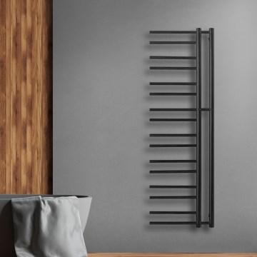 P.M.H. T2B-L - Handtuchheizkörper THEIA für Badezimmer, 352 W, 154 cm, links, schwarz