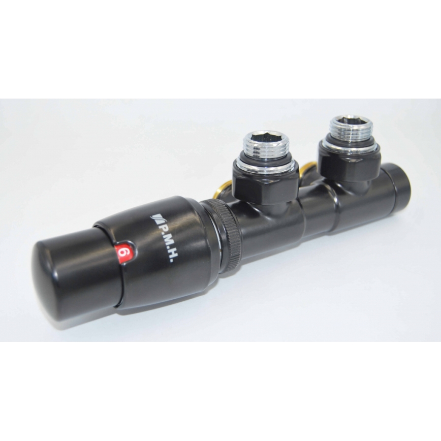 P.M.H. TERM-LB-EK - Ventil mit Thermostatkopf TERM links/schwarz