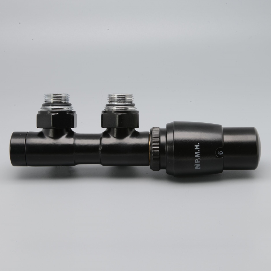 P.M.H. TERM-RB-EK - Vanne thermostatique TERM, version droite, finition noire