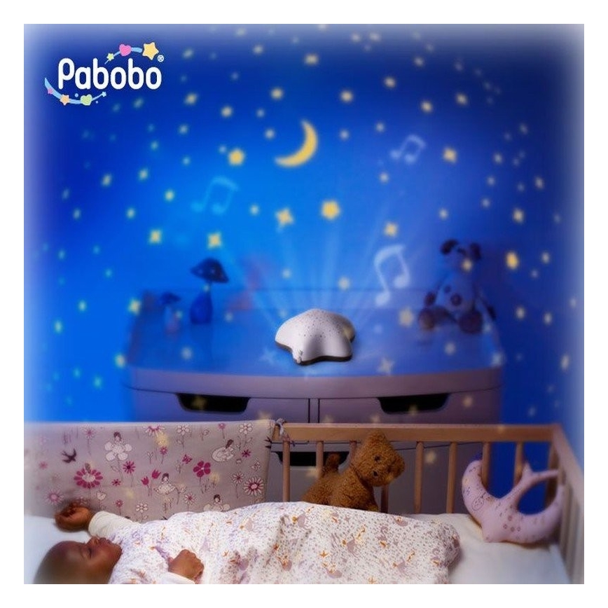 PABOBO - Proiettore con melodia STAR 3xAA beige