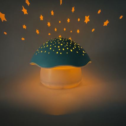 PABOBO - Proiettore con melodia STAR MUSHROOM 3xAA blu