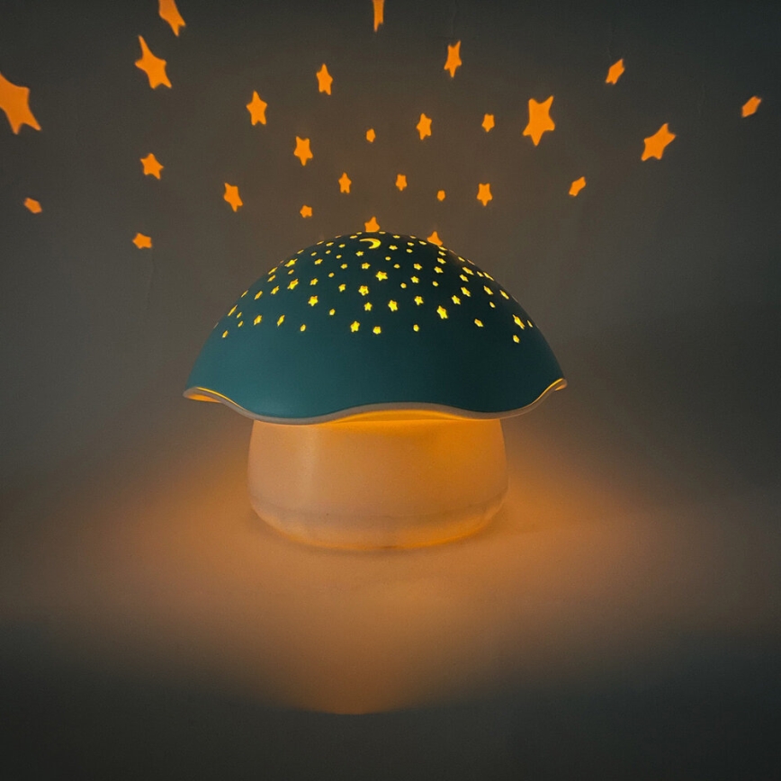 PABOBO - Proiettore con melodia STAR MUSHROOM 3xAA blu
