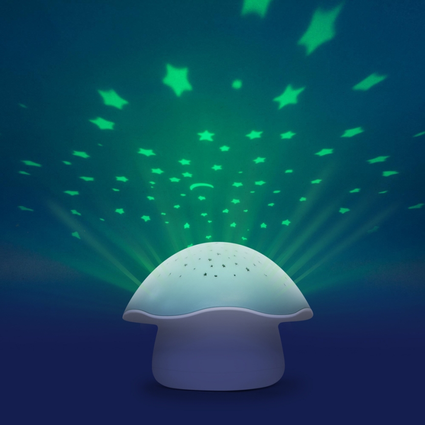PABOBO - Proiettore con melodia STAR MUSHROOM 3xAA blu