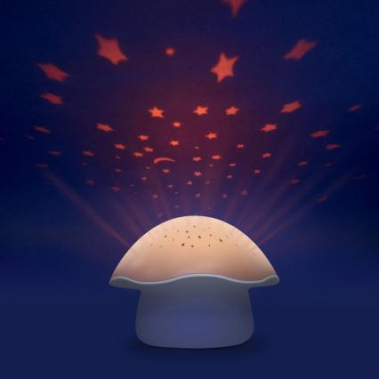 PABOBO - Proiettore con melodia STAR MUSHROOM 3xAA rosa salmone
