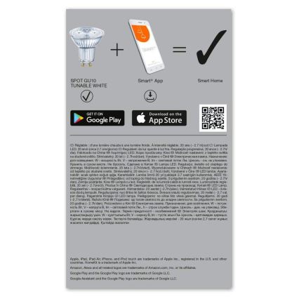 PACK 3x Ampoule à intensité variable LED RGBW SMART+ GU10/5W/230V 2700K-6500K - Ledvance