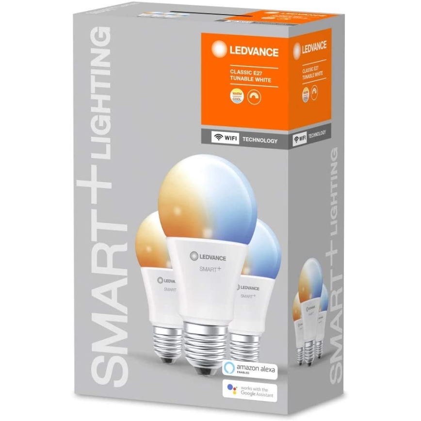 PACK 3x ampoule à intensité variable LED SMART+ E27/9,5W/230V 2700K-6500K Wi-Fi - Ledvance