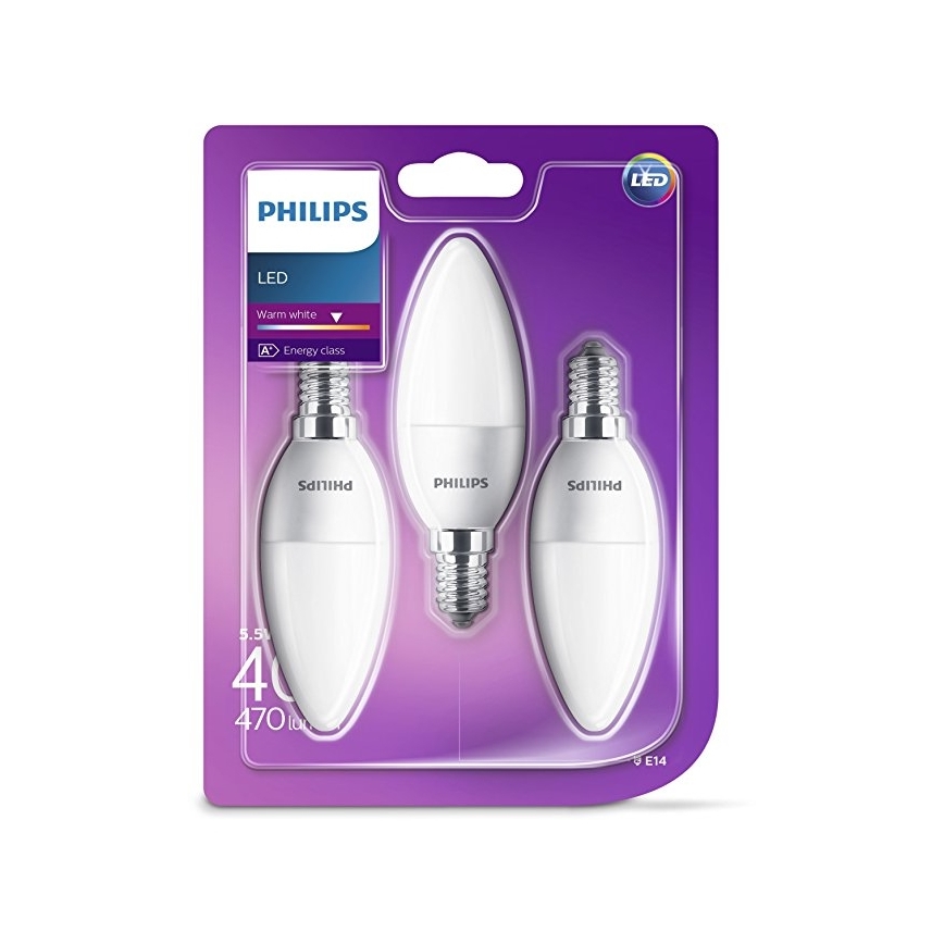 PACK 3x Ampoule LED Philips B35 E14/5,5W/230V