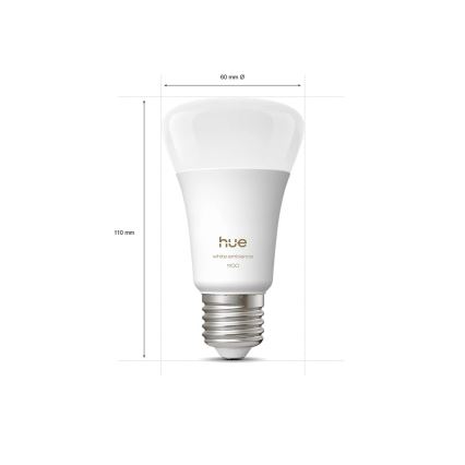 LOT DE 2 ampoules LED dimmables Philips Hue WHITE AMBIANCE E27/8,1W/230V 1000-20000K