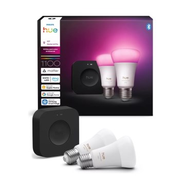 Pack de démarrage Philips Hue WHITE AND COLOR AMBIANCE 2xE27/8,1W 1000-20000K + appareil de connexion