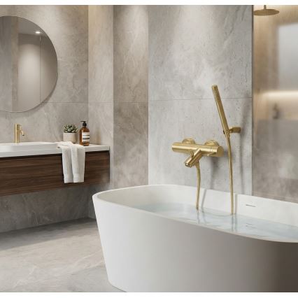 Paffoni - Badewannen-Set LIGHT mit Wannenarmatur, gebürstetes Gold