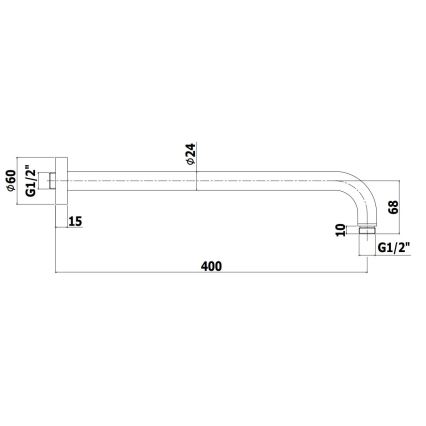 Paffoni - Braccio doccia tondo 40 cm nero