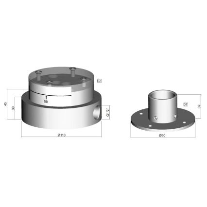 Paffoni - Corpo di montaggio per miscelatore da pavimento per vasca LIGHT