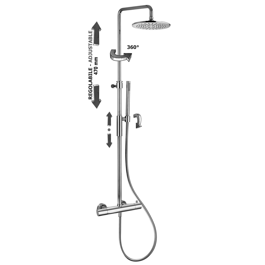 Paffoni - Duschsystem mit Thermostatarmatur BIRILLO Hochglanz-Chrom