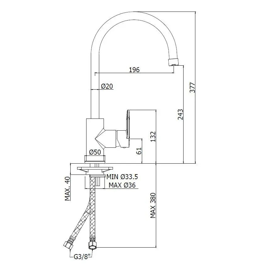 Paffoni - Küchenarmatur CANDY, glänzender Chrom