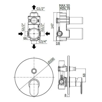 Paffoni - Miscelatore ad incasso per vasca CANDY, cromo lucido