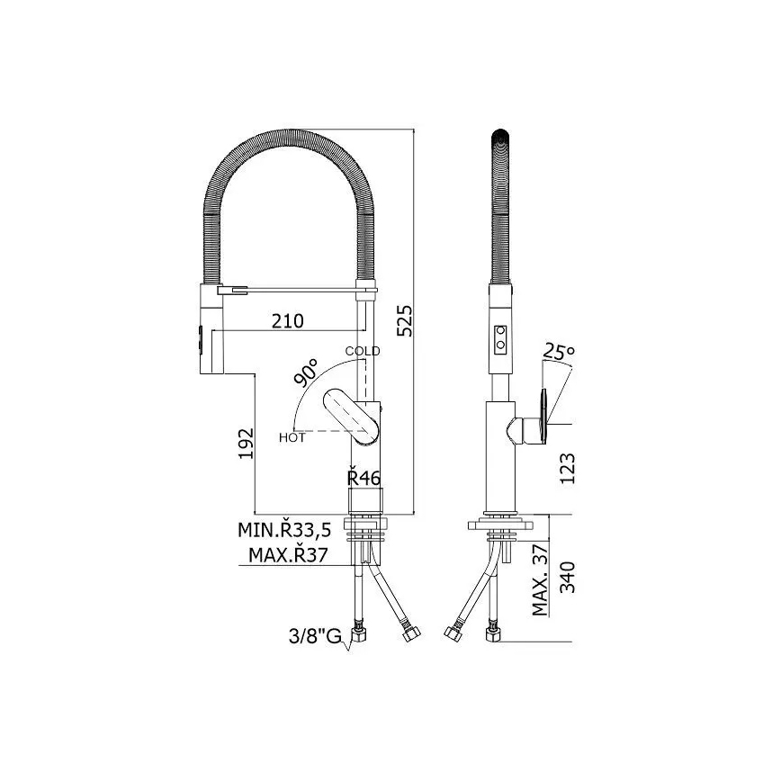 Paffoni - Miscelatore da cucina con doccetta estraibile CANDY 52,5 cm cromo lucido