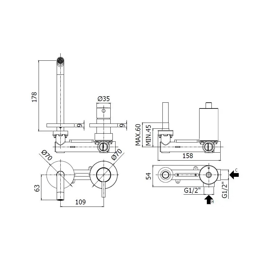 Paffoni - Miscelatore da incasso per lavabo LIGHT bianco opaco