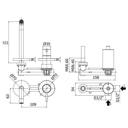 Paffoni - Miscelatore da incasso per lavabo LIGHT in acciaio inox