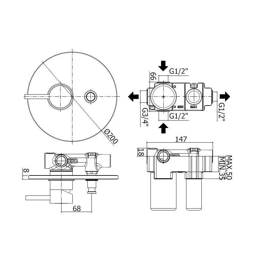 Paffoni - Miscelatore doccia da incasso LIGHT nero