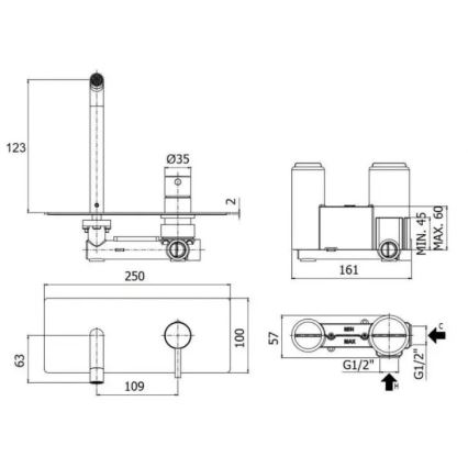 Paffoni - Miscelatore per lavabo ad incasso LIGHT in acciaio inox