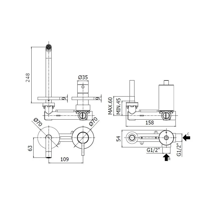 Paffoni - Miscelatore per lavabo da incasso LIGHT bianco opaco