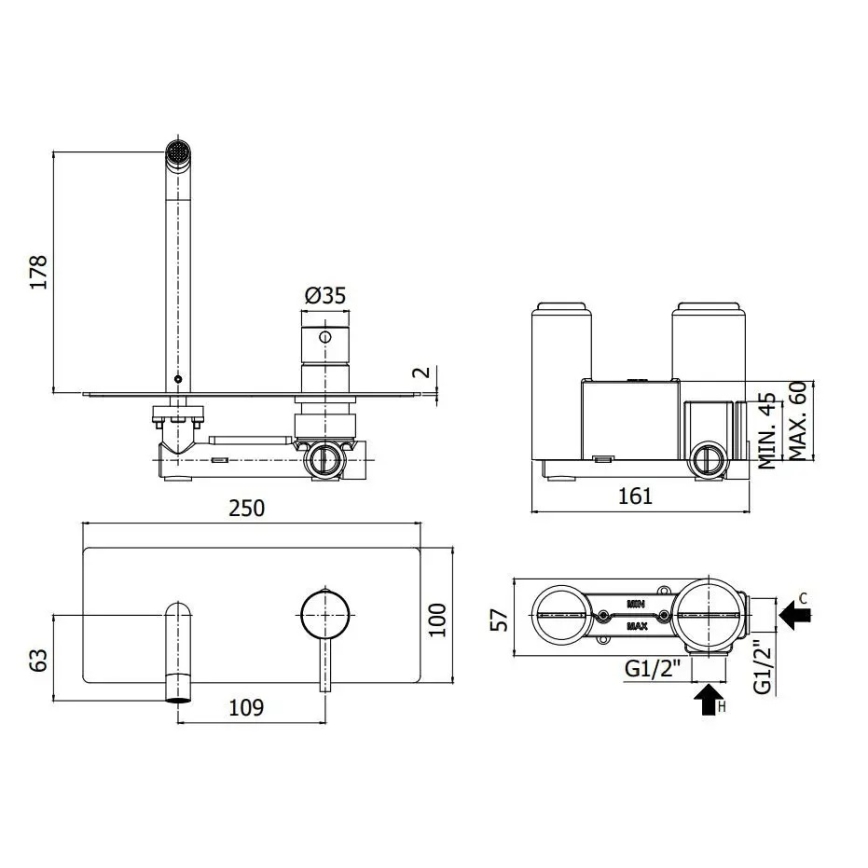 Paffoni - Miscelatore per lavabo da incasso LIGHT, bianco opaco