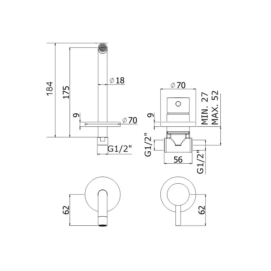Paffoni - Miscelatore per lavabo da incasso LIGHT cromo lucido