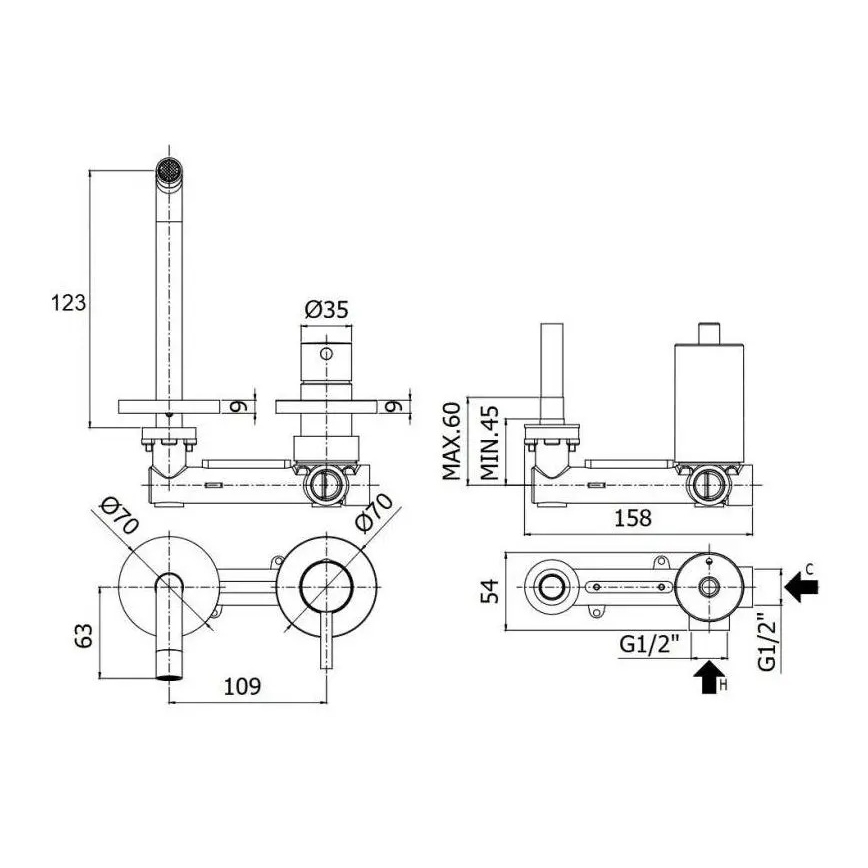 Paffoni - Miscelatore per lavabo da incasso LIGHT, finitura cromo lucido