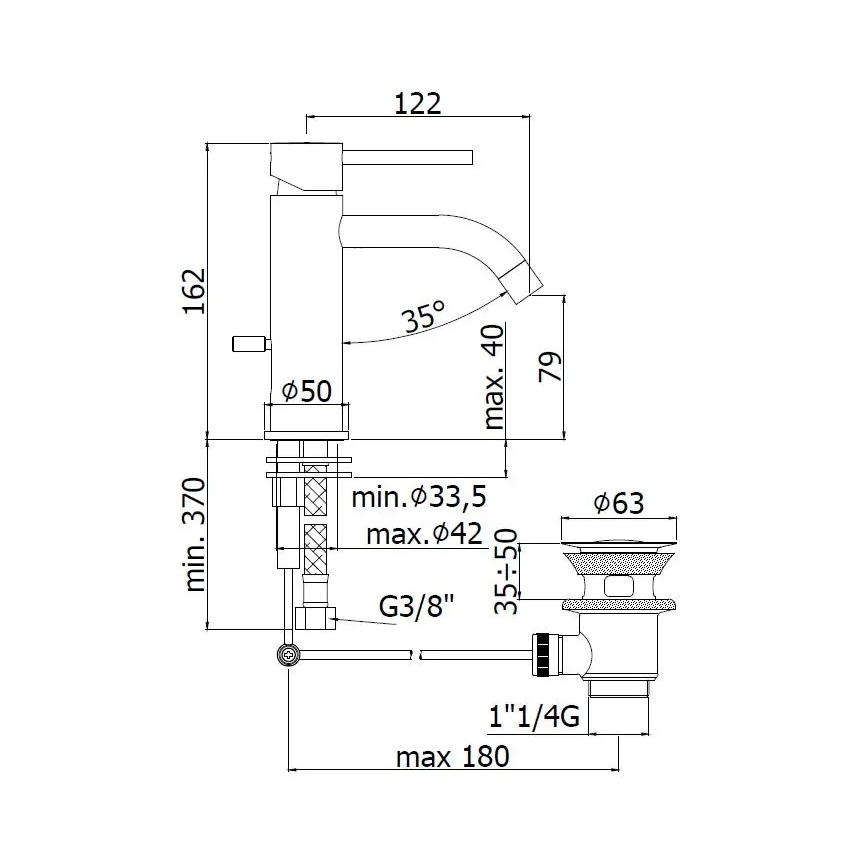 Paffoni - Miscelatore per lavabo + piletta LIGHT bianco
