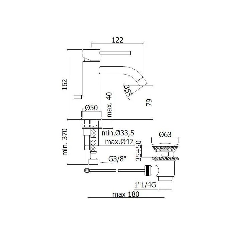 Paffoni - Miscelatore per lavabo + piletta LIGHT cromo lucido