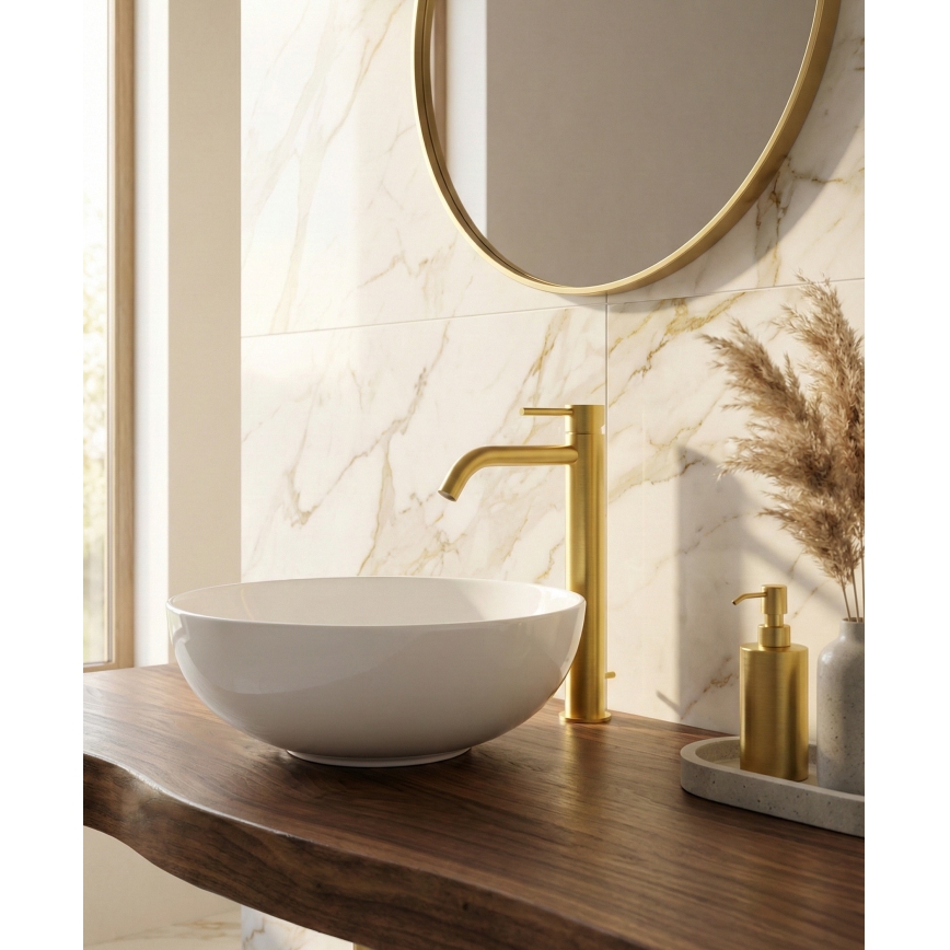 Paffoni - Miscelatore per lavabo + piletta LIGHT oro spazzolato