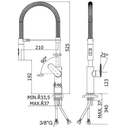 Paffoni - Miscelatore per lavello con doccetta estraibile CANDY 52,5 cm nero