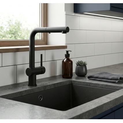 Paffoni - Miscelatore per lavello con doccetta estraibile LIGHT 29,2 cm nero